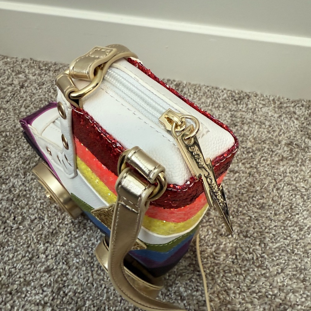 NWOT RARE Betsey Johnson Rainbow Roller Skate Glitter Crossbody Bag - Picture 2 of 2